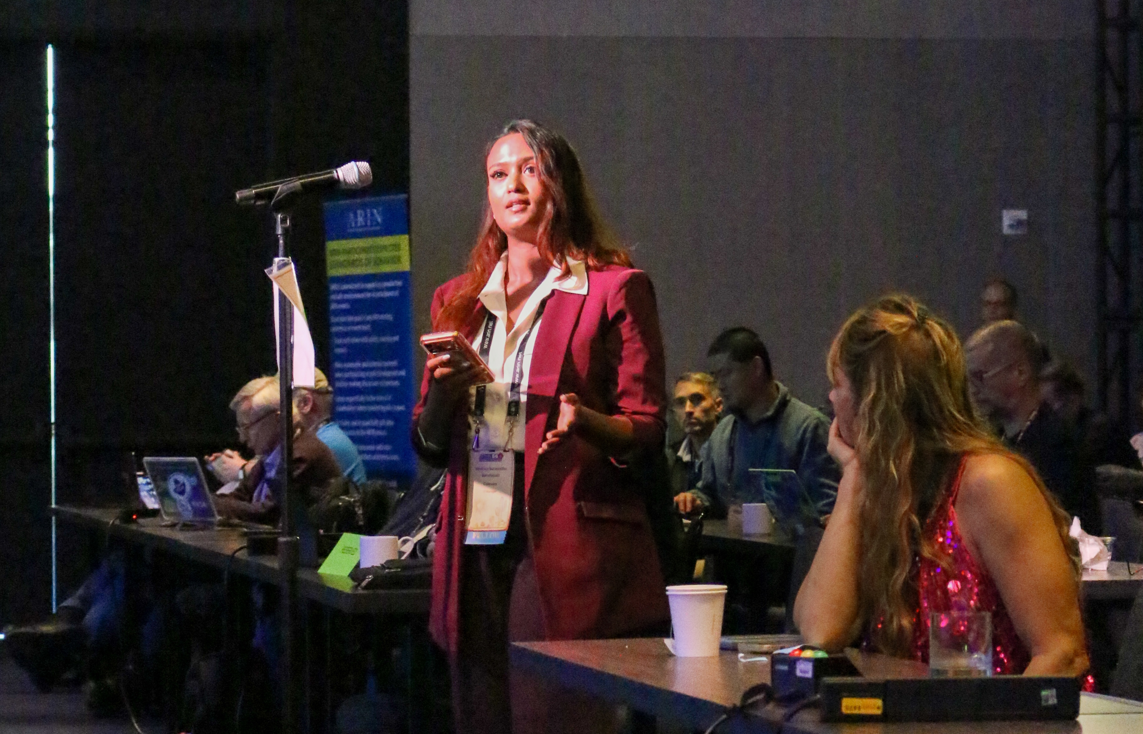 ARIN Fellow shares a comment during open mic