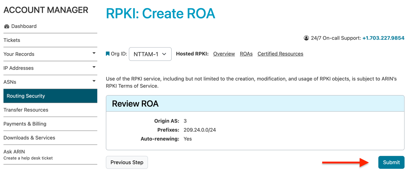 Confirm ROA Information